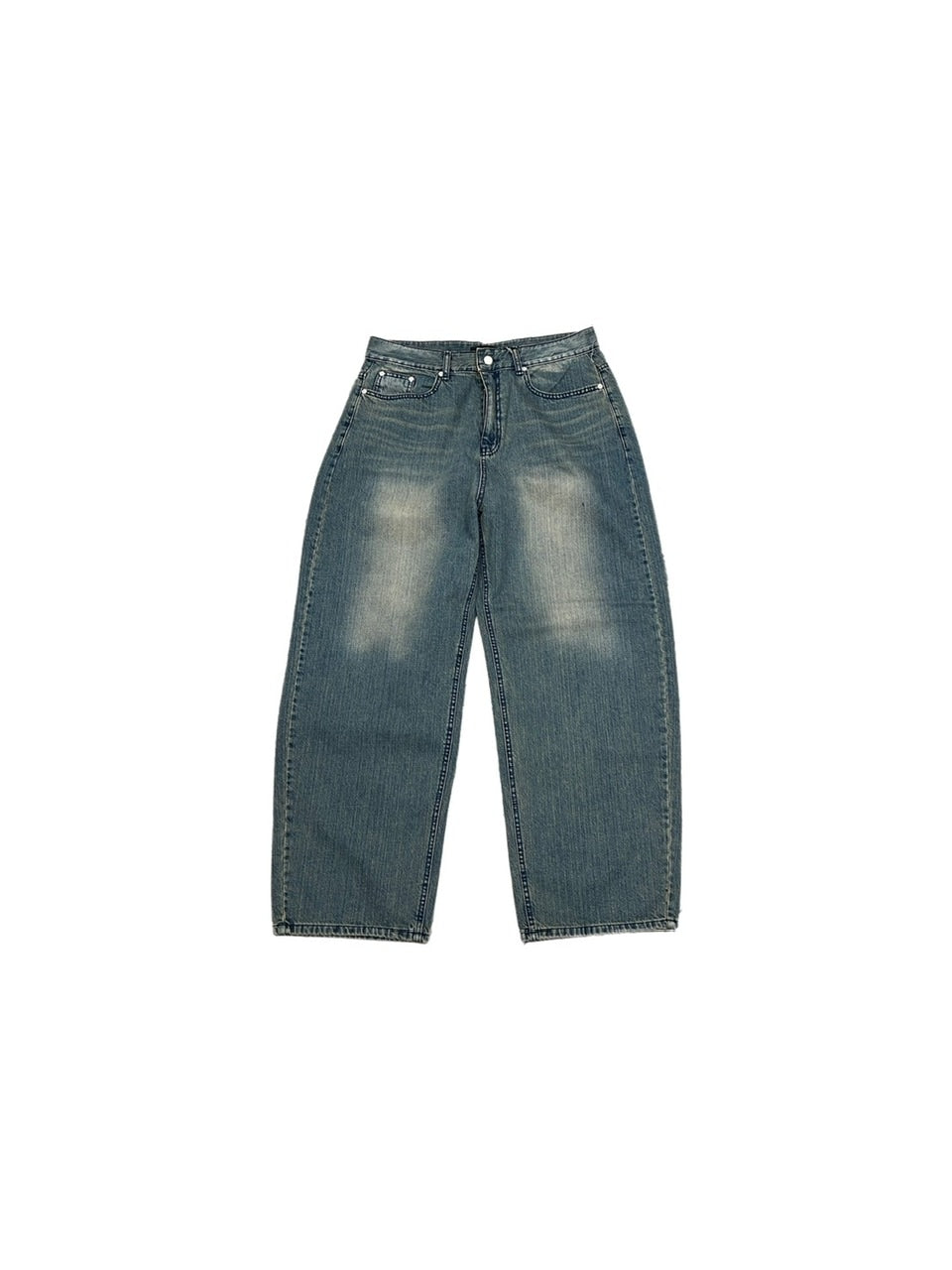 受注制【Chikashitsu +】vintage wash semi wide denim pants