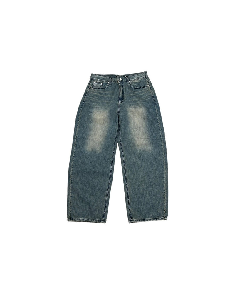 受注制【Chikashitsu +】vintage wash semi wide denim pants / 【チカシツプラス】ヴィンテージウォッシュセミワイドデニムパンツ