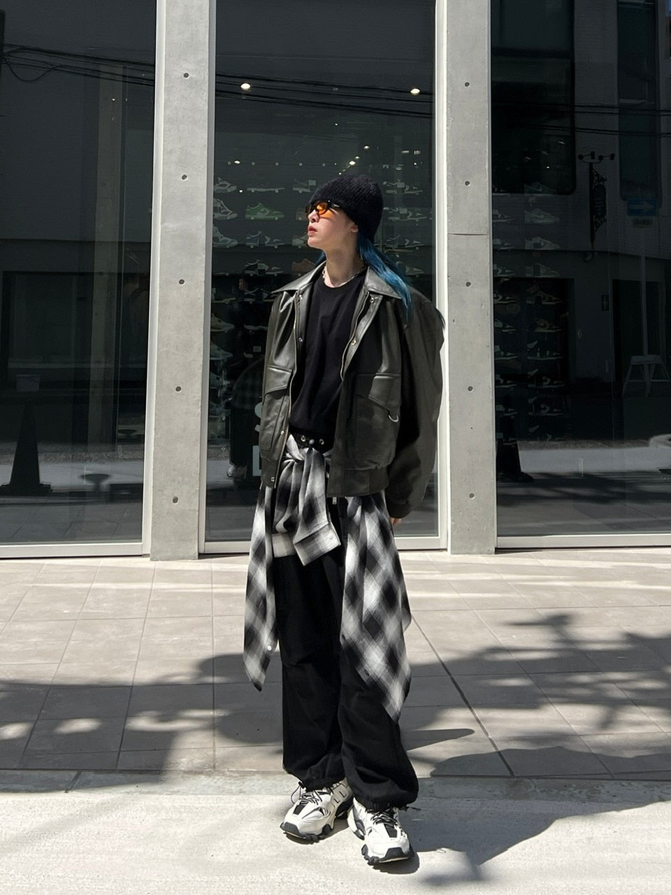 大阪店WEB限定受注制【Chikashitsu +】over fit shadow check shirt (3color)