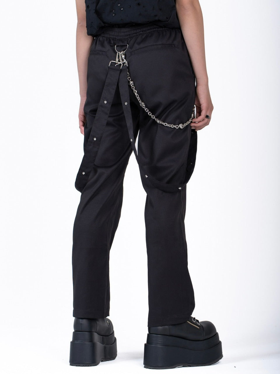 【Bizarre Maiden】strap zipper flared pants (2color)