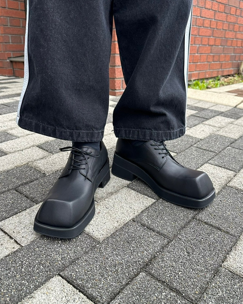 受注制【Chikashitsu +】square toe derby shoes