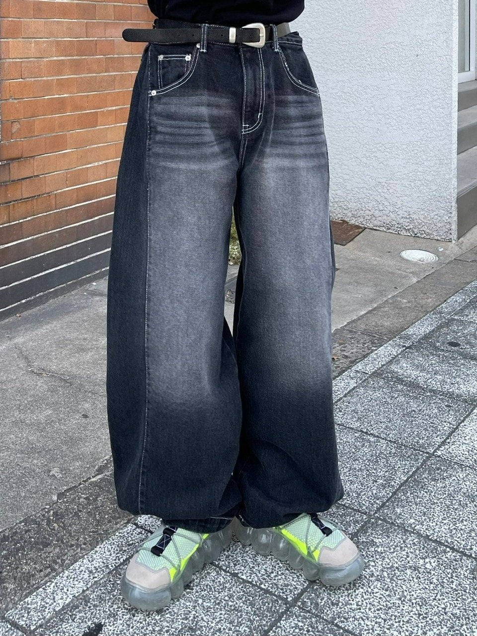 受注制【Chikashitsu +】snap button stitch denim pants / 【チカシツプラス】スナップボタンスティッチデニムパンツ