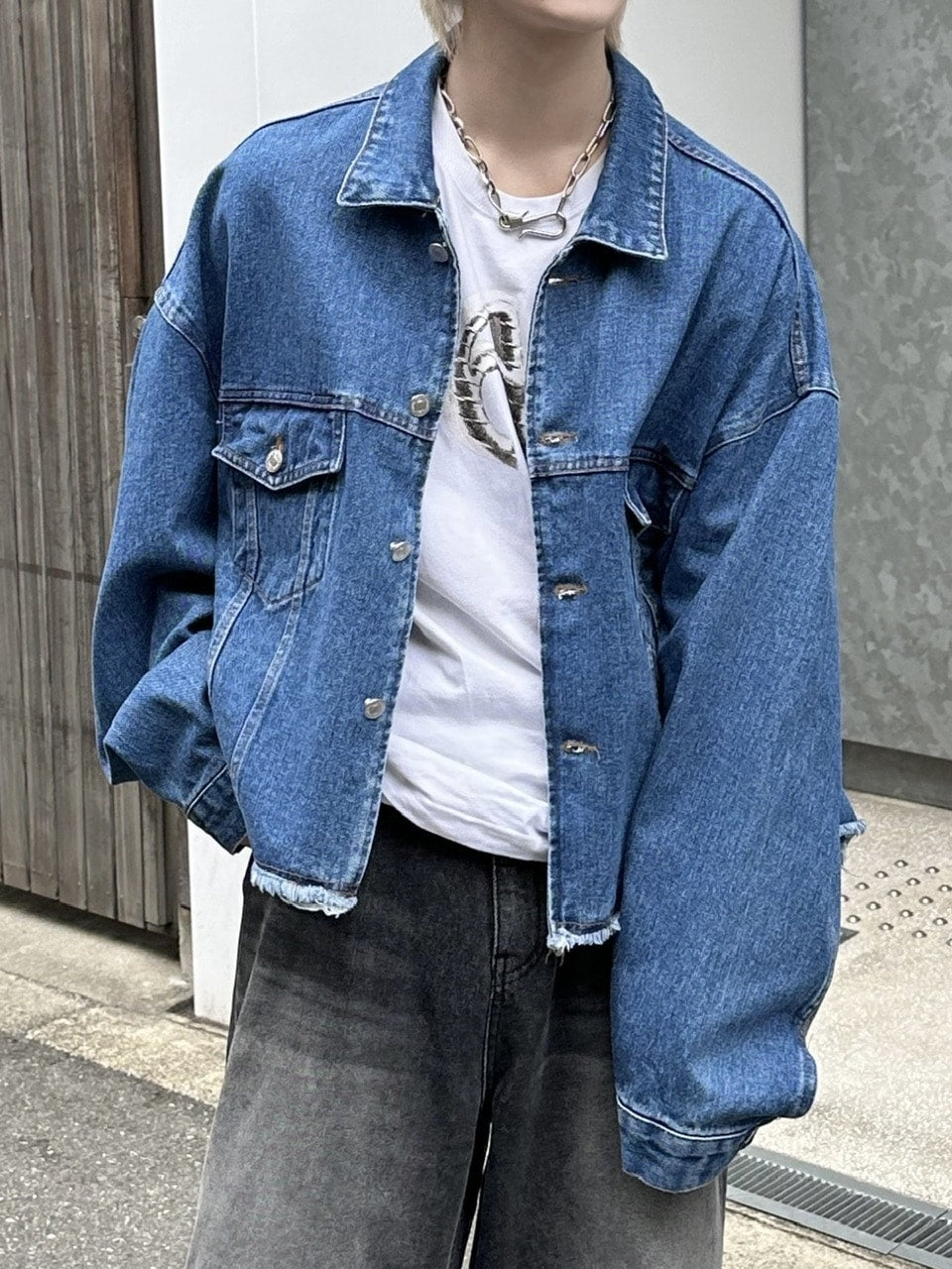 大阪店WEB限定受注制【Chikashitsu +】cutting cropped denim jacket (3color)