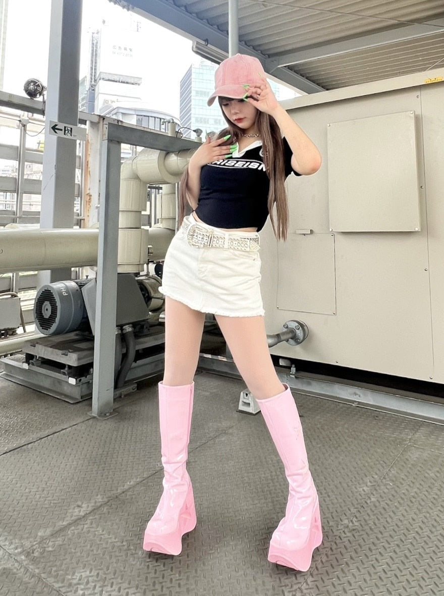 受注制【Never mind the XU】lettering collar short sleeve tee (2color)