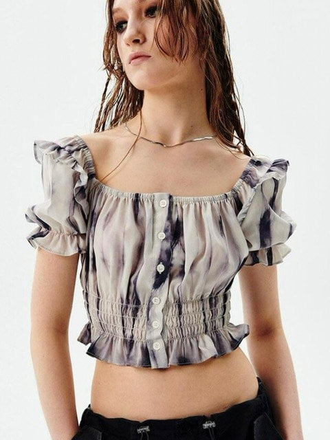 【runningHIGH】PUFF SLEEVE CROP BLOUSE