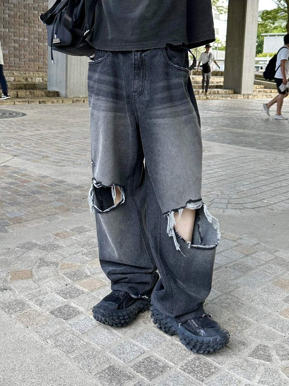 大阪店WEB限定【Chikashitsu +】vintage crash denim pants (2color)