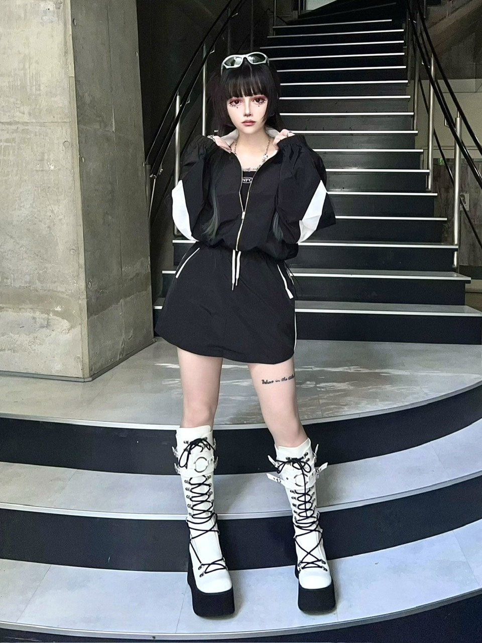 受注制【Never mind the XU】track jacket & skirt (2color)