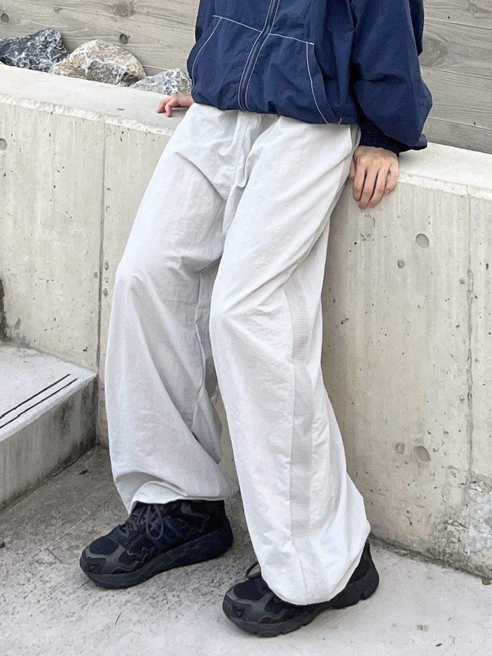 受注制【youll】mesh line wide pants (2color)