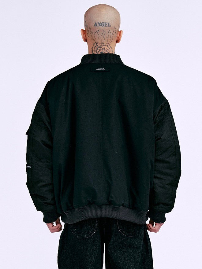 【AJOBYAJO】Fourfold Nylon Mixed Bomber Jacket
