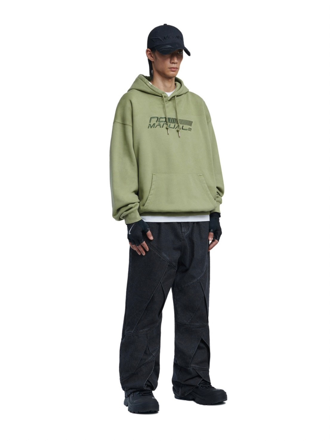 【NOMANUAL】OVERDYED SPEED LOGO HOODIE