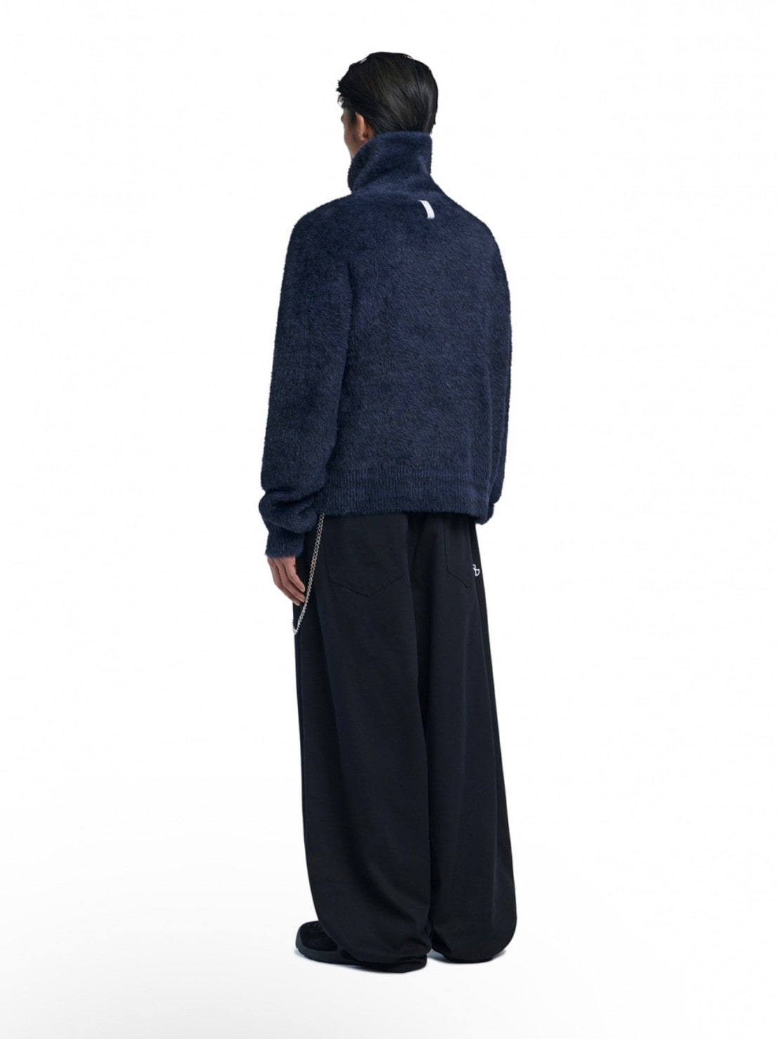 【NOMANUAL】HIGH NECK HAIRY KNIT ZIP-UP