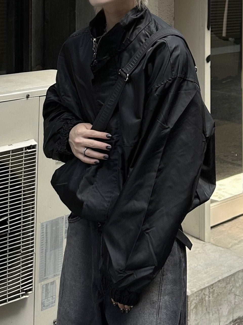 大阪店WEB限定受注制【Chikashitsu +】high neck bomber jacket