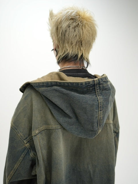 受注制【Never mind the XU】setup denim jacket (2color) / 【ネバーマインドザエックスユー】セットアップフードジップアップパーカーデニム長袖ジャケット