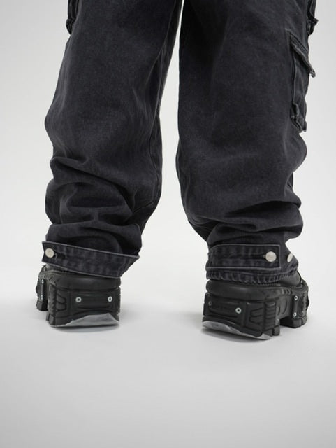 受注制【Never mind the XU】pocket cargo denim pants (2color) / 【ネバーマインドザエックスユー】ポケットカーゴワイドデニムパンツ