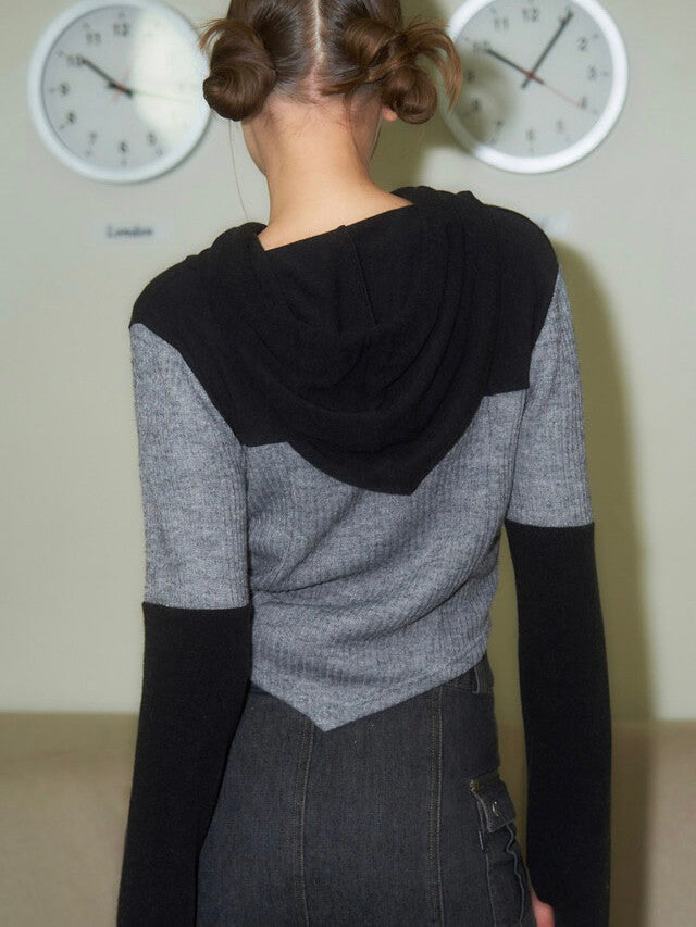 【FANCY CLUB】BOW RIBBED LAYERED HOODIE PART 1