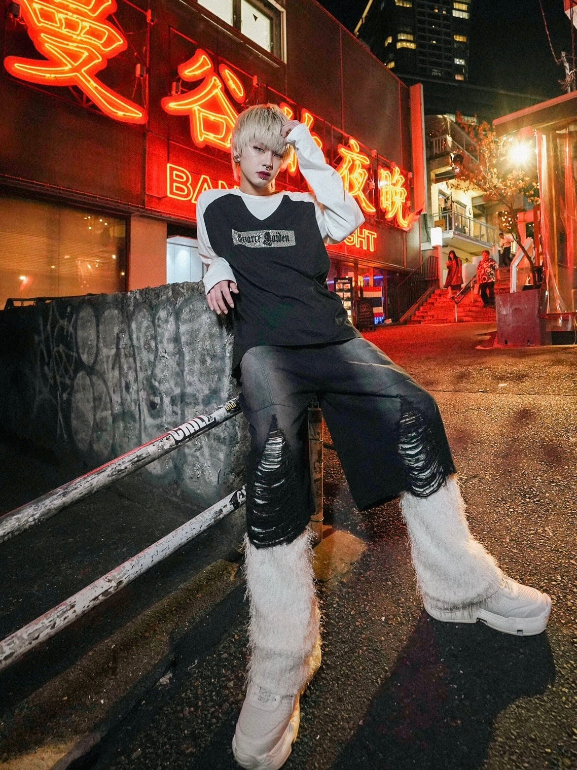 【Bizarre Maiden】rhinestone logo raglan tee (2color) / 【ビザールメイデン】ラインストーンロゴラグラン長袖Tシャツ