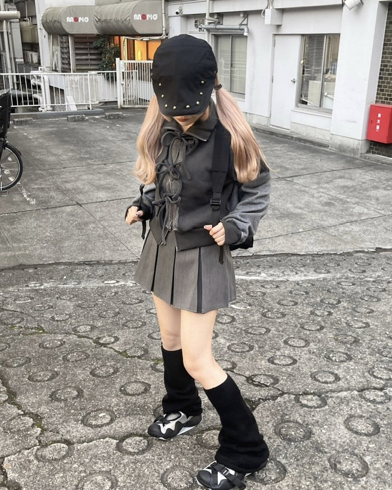 受注制【nmtc +】ribbon zip up jacket (2color) / 【エヌエムティーシープラス】リボンジップアップ長袖ジャケット