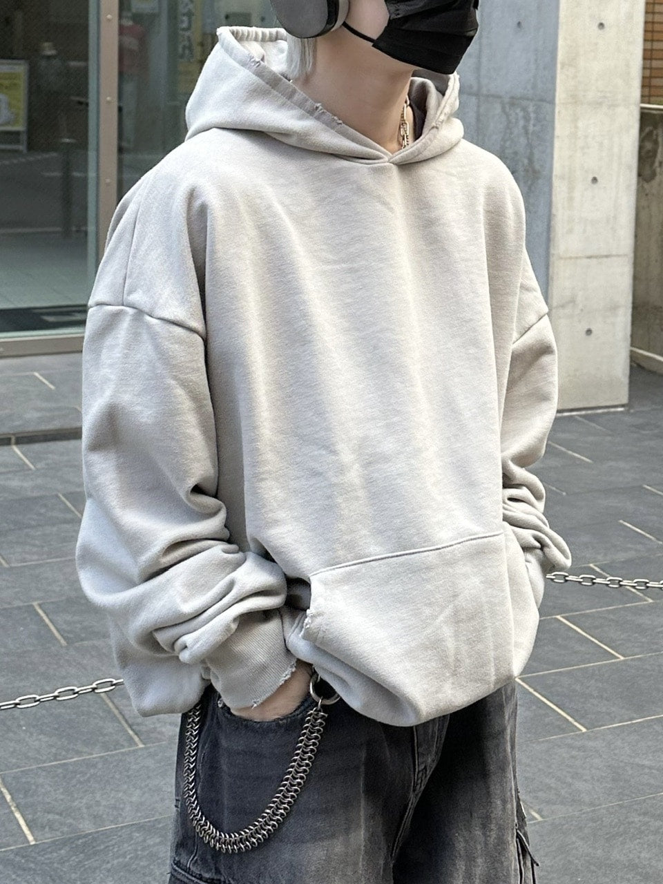 大阪店WEB限定【Chikashitsu +】damage arm warmer hoodie (3color)