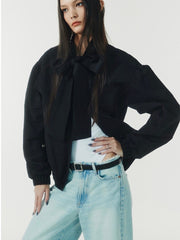 【NOT KNOWING】Ribbon Tie Blouson