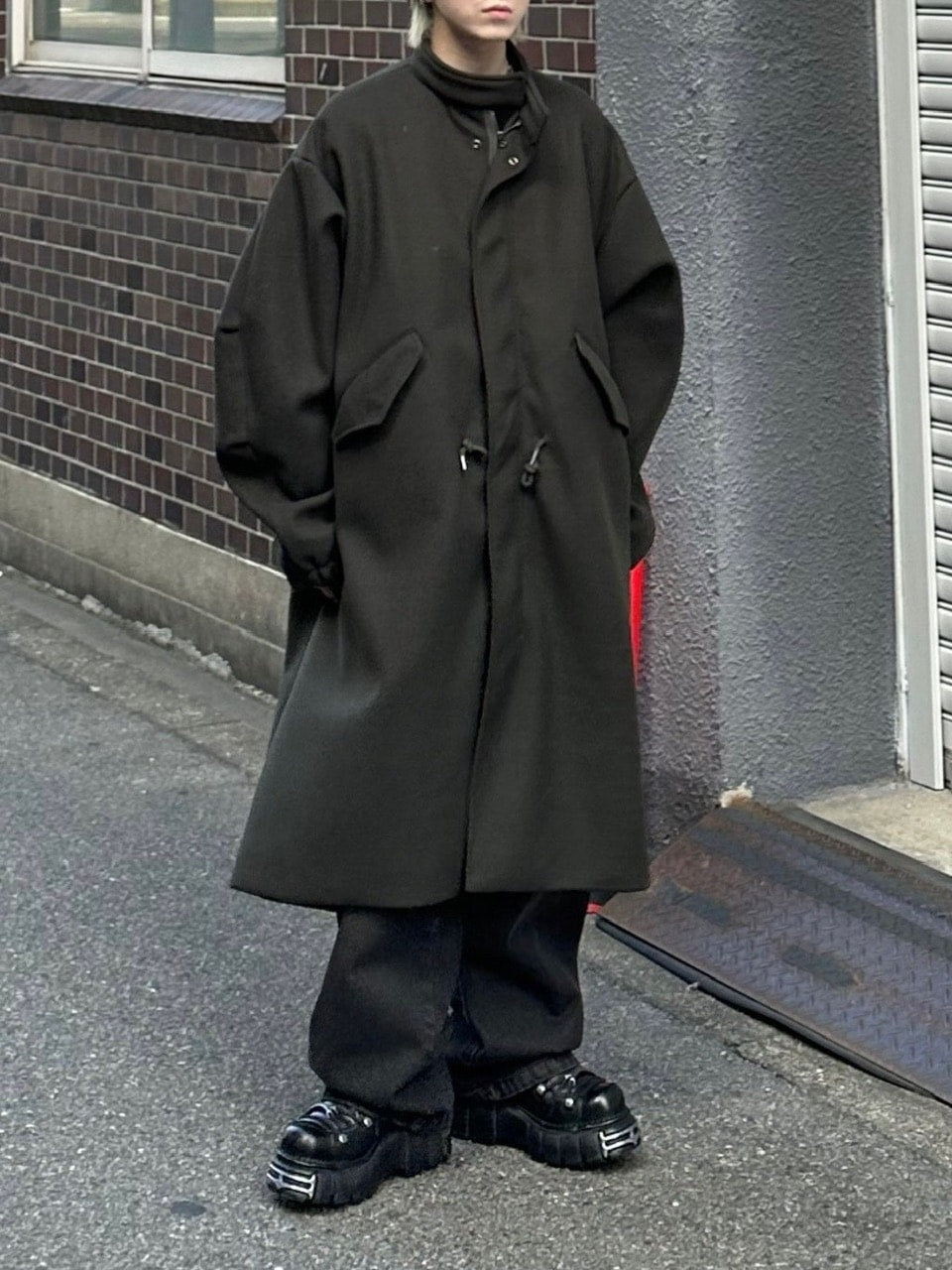 受注制【Chikashitsu +】high neck volume arm coat (2color)