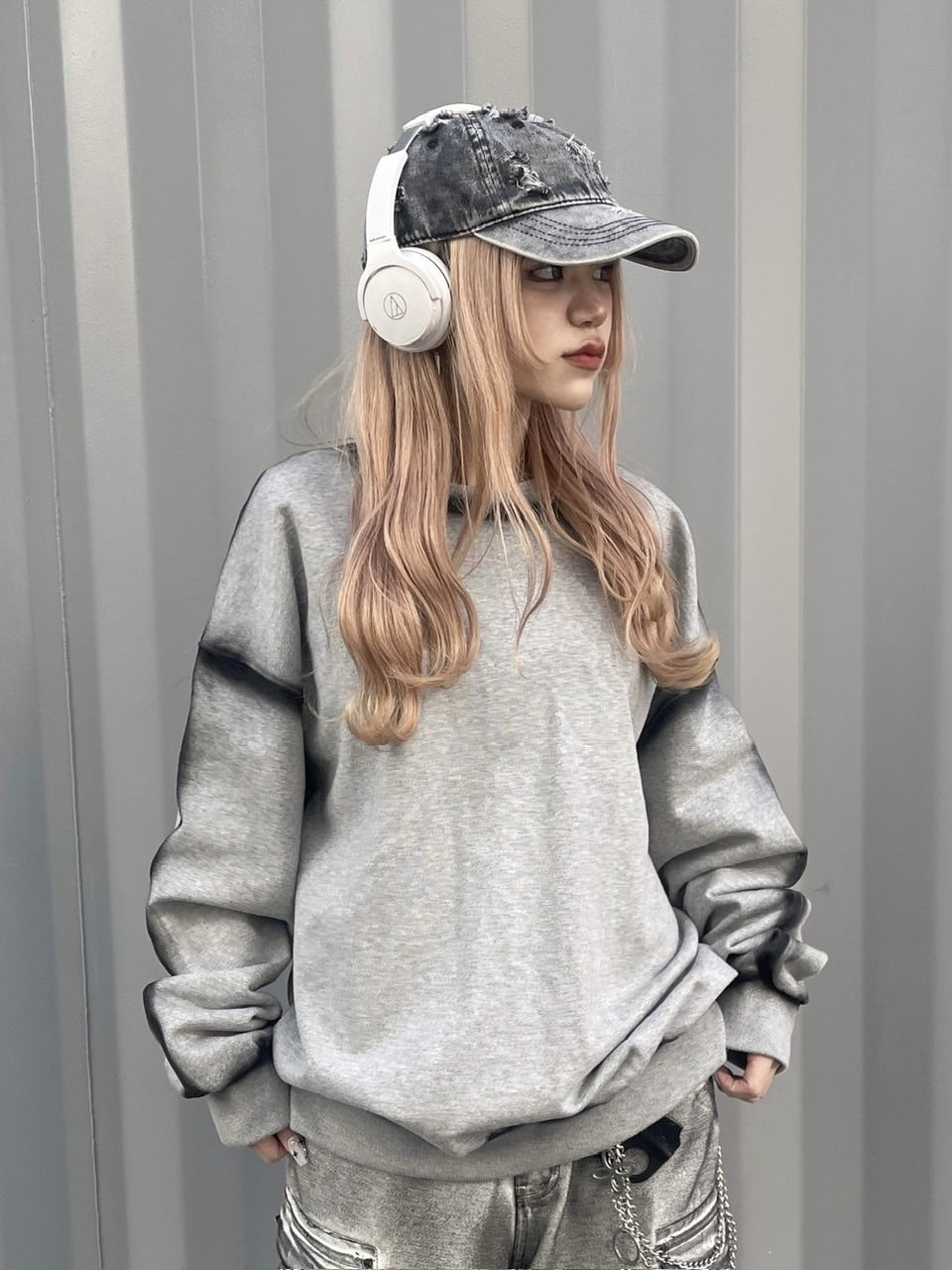 受注制【Never mind the XU】painted mtm (2color) / 【ネバーマインドザエックスユー】ペイントプリント長袖スウェット