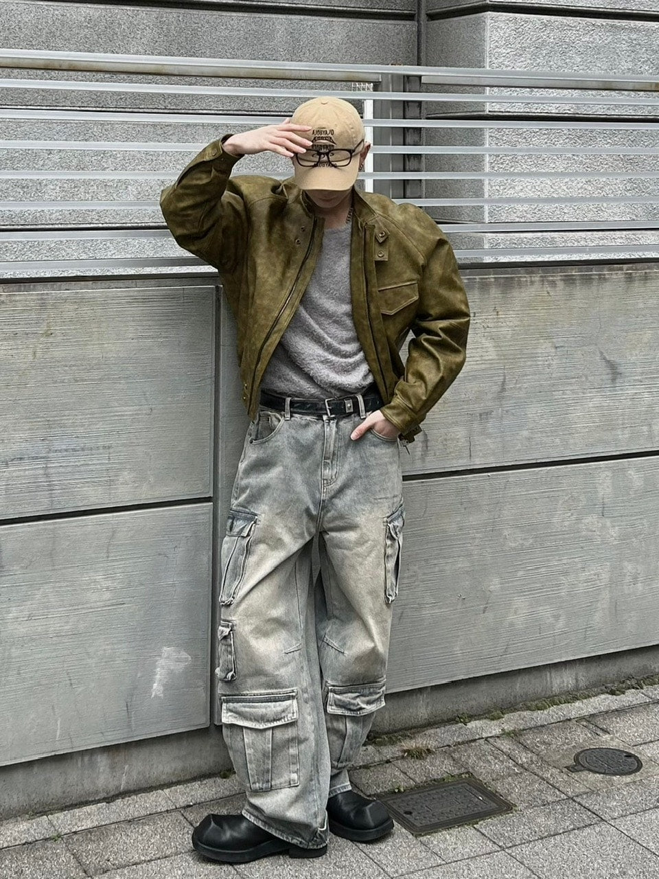 受注制【Chikashitsu +】vintage wash cargo denim pants (2color)