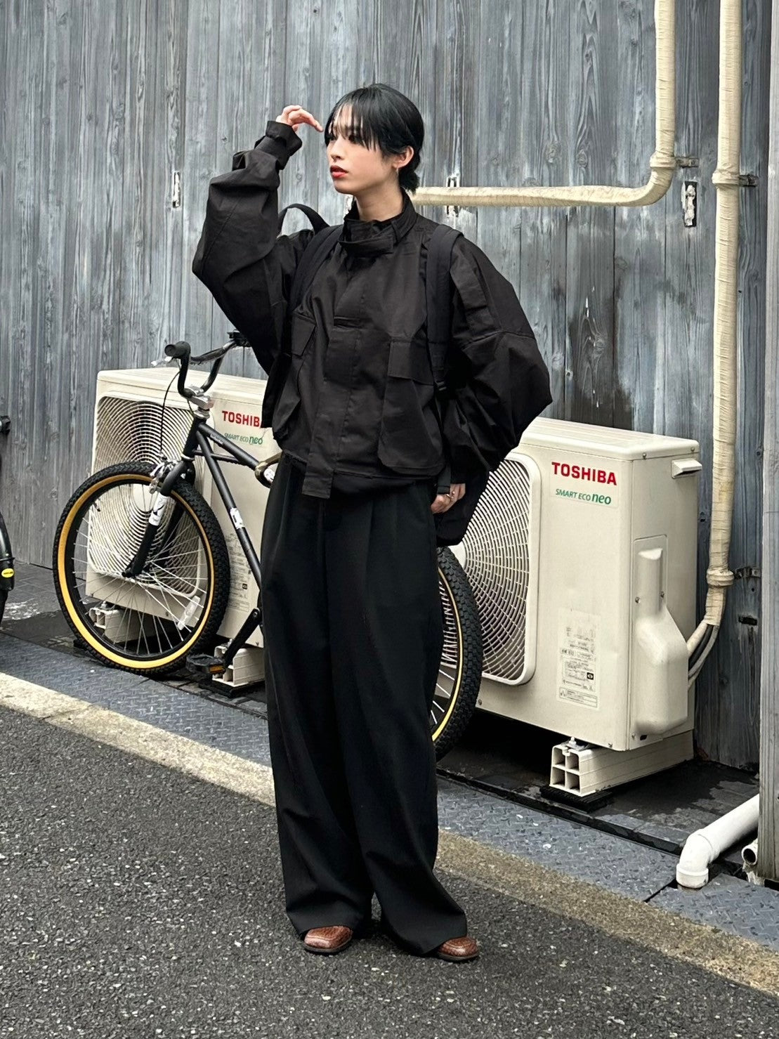 受注制【Chikashitsu +】pocket string backpack (2color) / 【チカシツプラス】ポケットストリングバッグパック