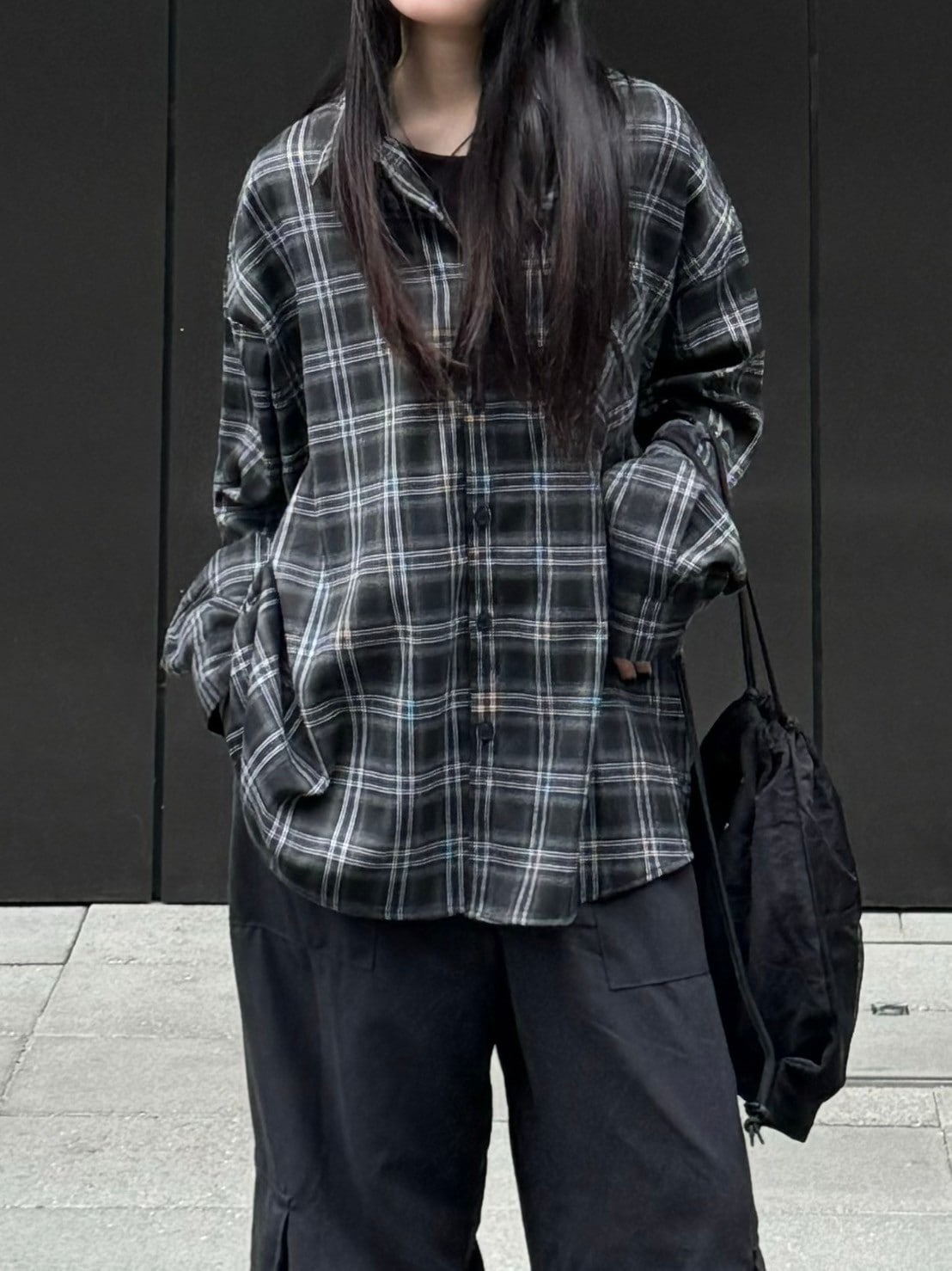 受注制【Chikashitsu +】oversized check shirt