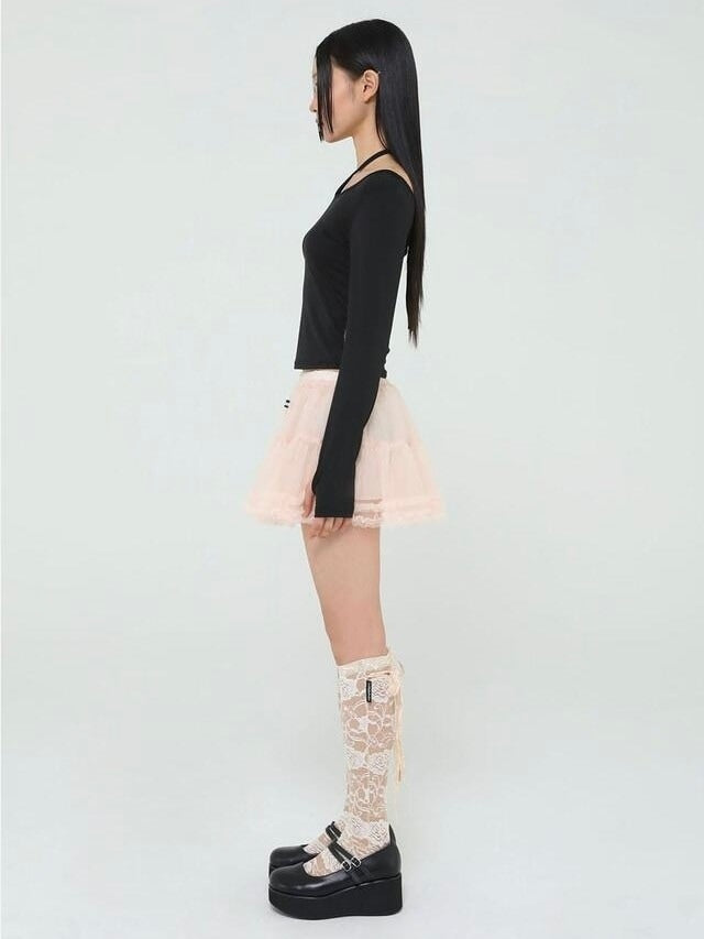 【Uglyshadow】MESH FRILL CANCAN SKIRT