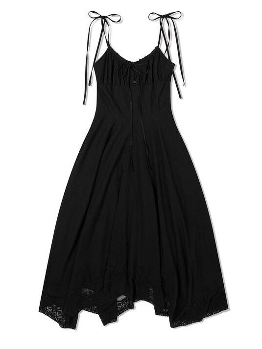 【Uglyshadow】LACE RIBBON SLEEVELESS DRESS