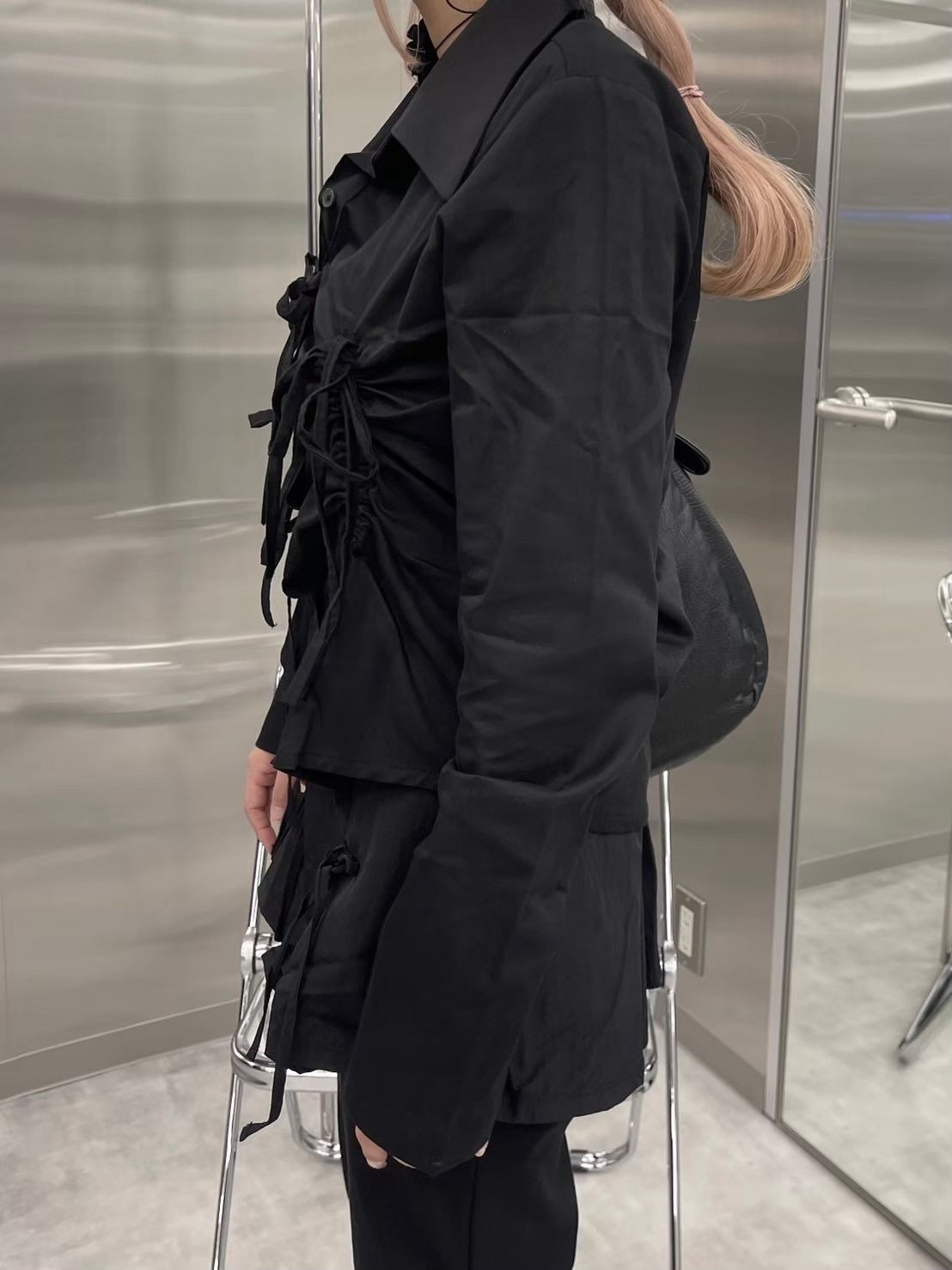 受注制【nmtc +】ribbon crop shirt (3color)