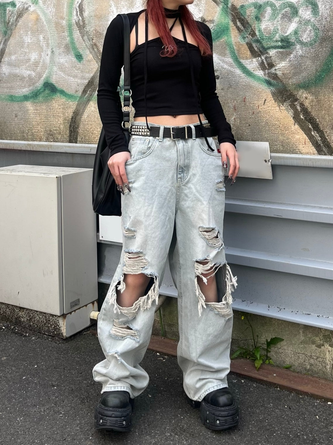 受注制【Bizarre Maiden】grunge crush denim pants (2color)