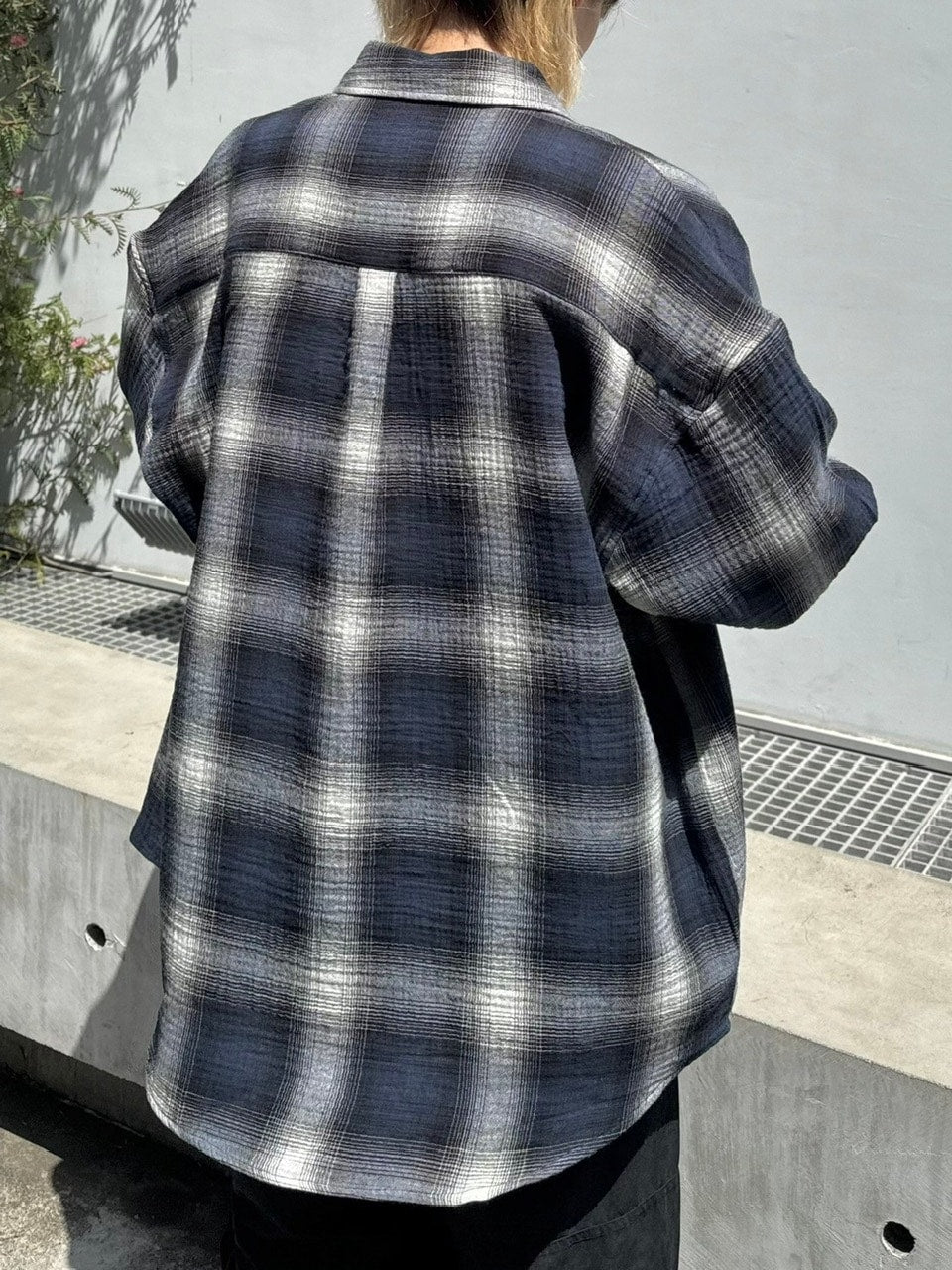 受注制【Chikashitsu +】shadow check shirt (2color) / 【チカシツプラス】シャドウチェック長袖シャツ