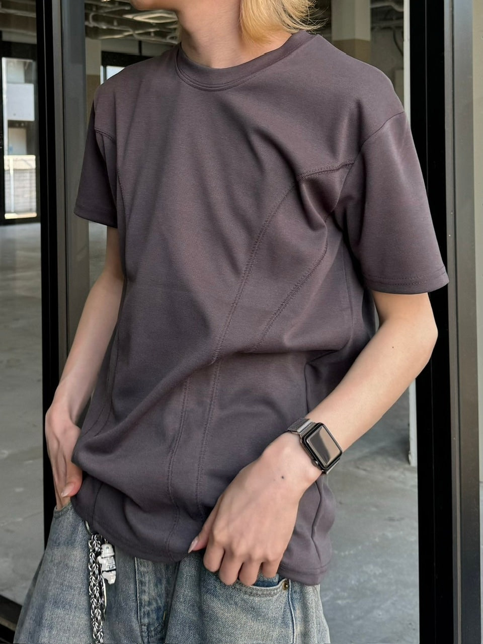 受注制【Chikashitsu +】compact stitch rib t-shirt (3color) / 【チカシツプラス】コンパクトステッチリブ半袖Tシャツ