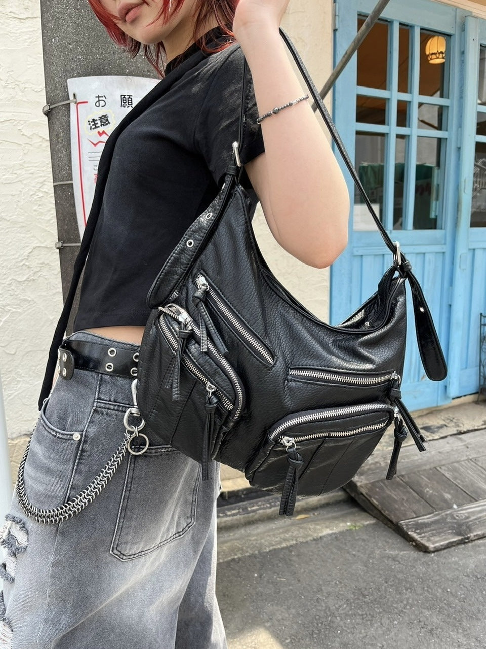 受注制【Never mind the XU】leather shoulder bag (2color