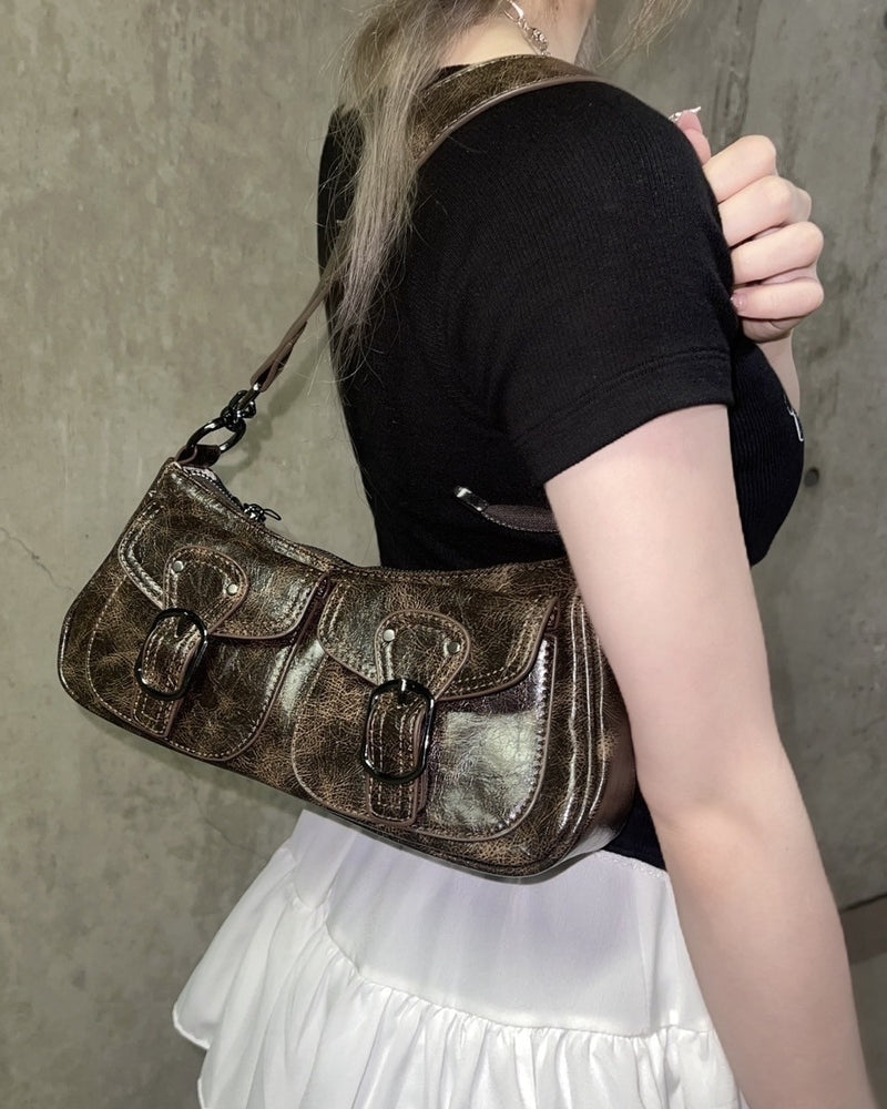 受注制【Never mind the XU】pocket leather belt bag (2color)