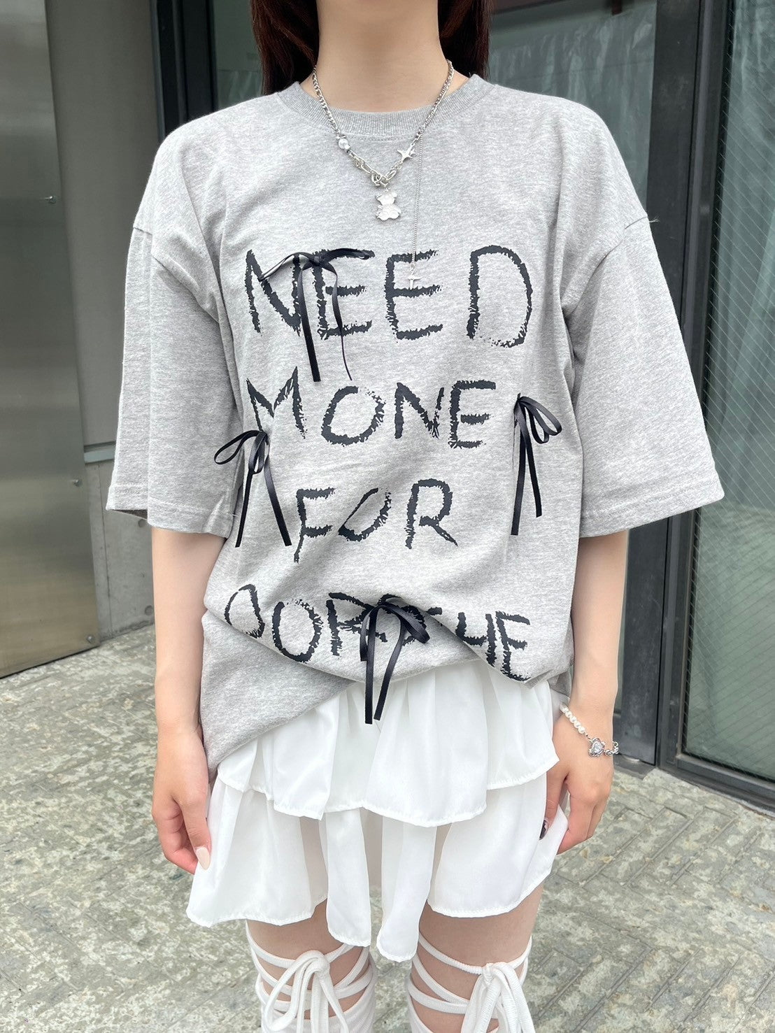 【nmtc +】ribbon half sleeve tee (3color)