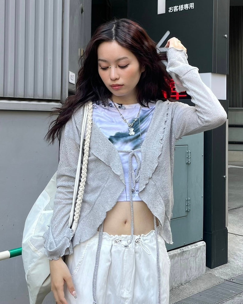 受注制【nmtc +】frill ribbon cardigan (3color)