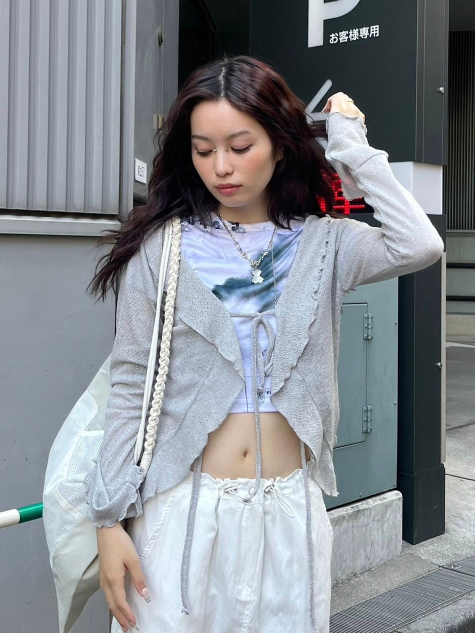 受注制【nmtc +】frill ribbon cardigan (3color)