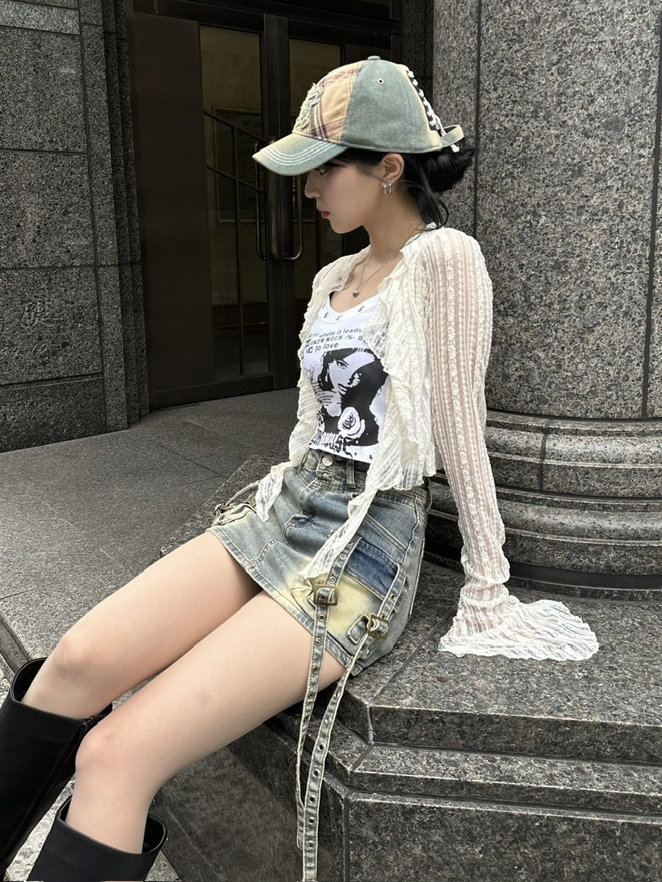 【Never mind the XU】frill lace cardigan (2color)