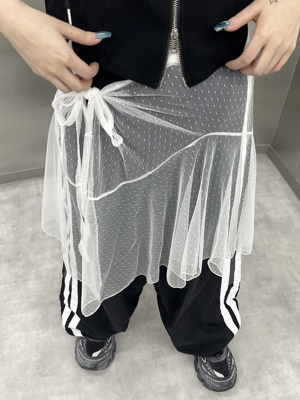 受注制【Never mind the XU】sheer layered skirt (2color)