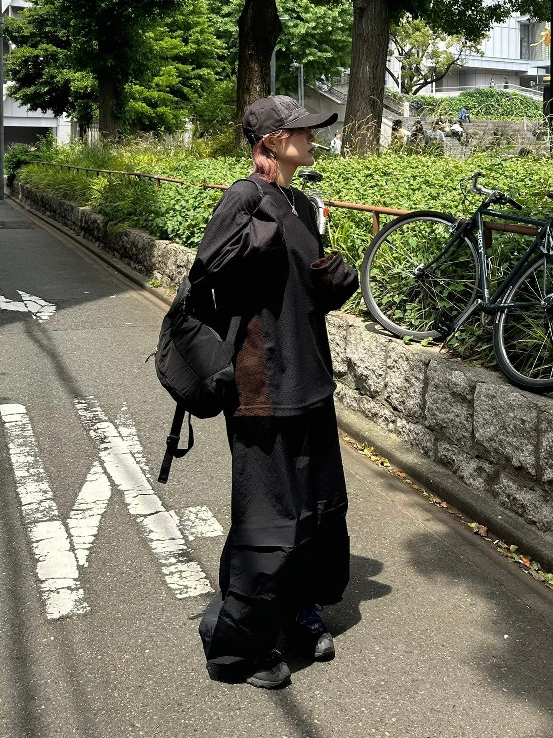 受注制【Chikashitsu +】side pattern mesh long sleeve