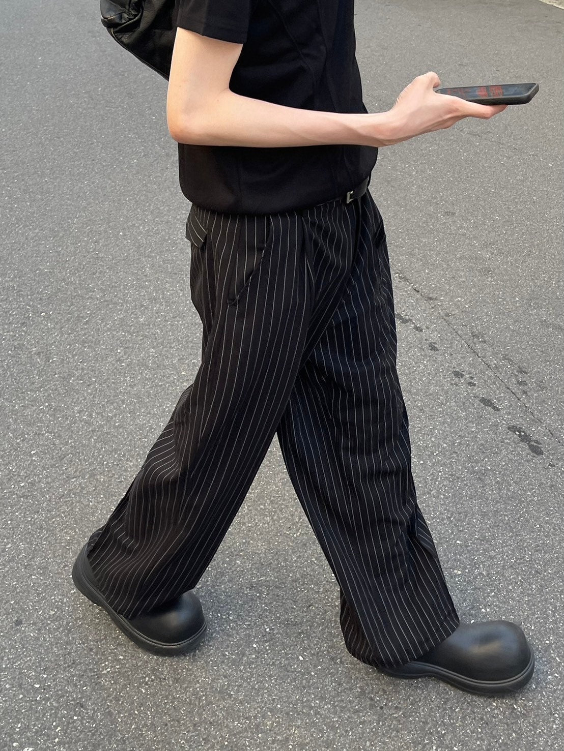 受注制【Chikashitsu +】stripe tuck slacks / 【チカシツプラス】ストライプボーダータックスラックス