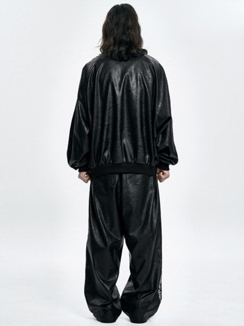 【AJOBYAJO】Vegan Leather One Tuck Track Pants