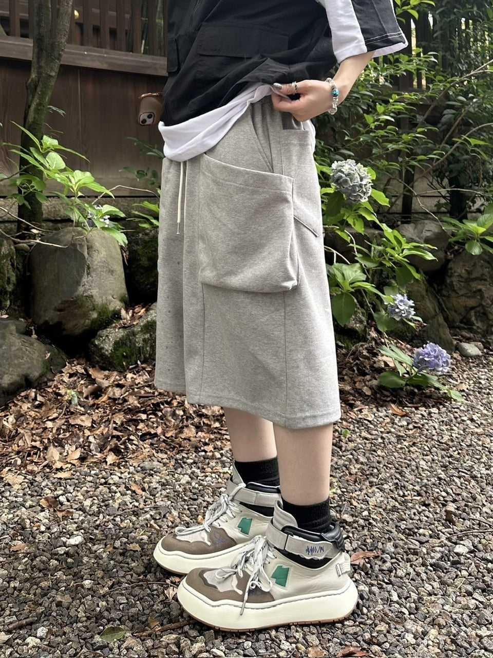 受注制【youll】double pocket sweat half pants (2color)