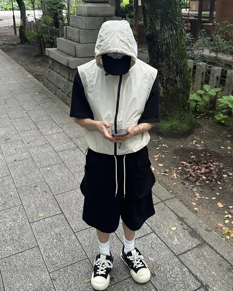 受注制【youll】nylon hooded vest (2color)