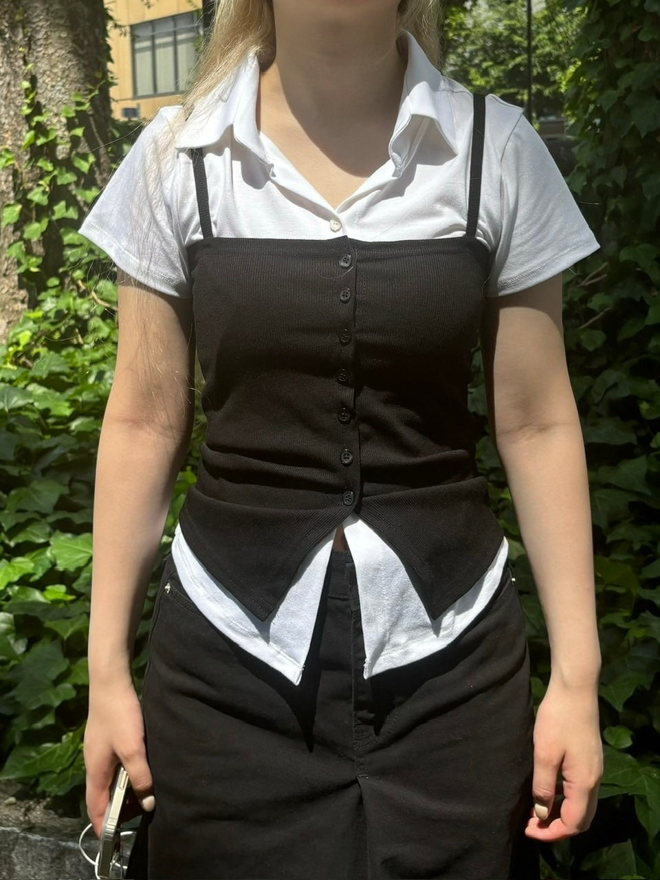 受注制【OaKS】choker set 2way camisole (3color)