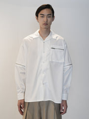 【CS】2way zip square cut shirt (white) / 【シーエス】2ウェイジップスクエアカット長袖シャツ