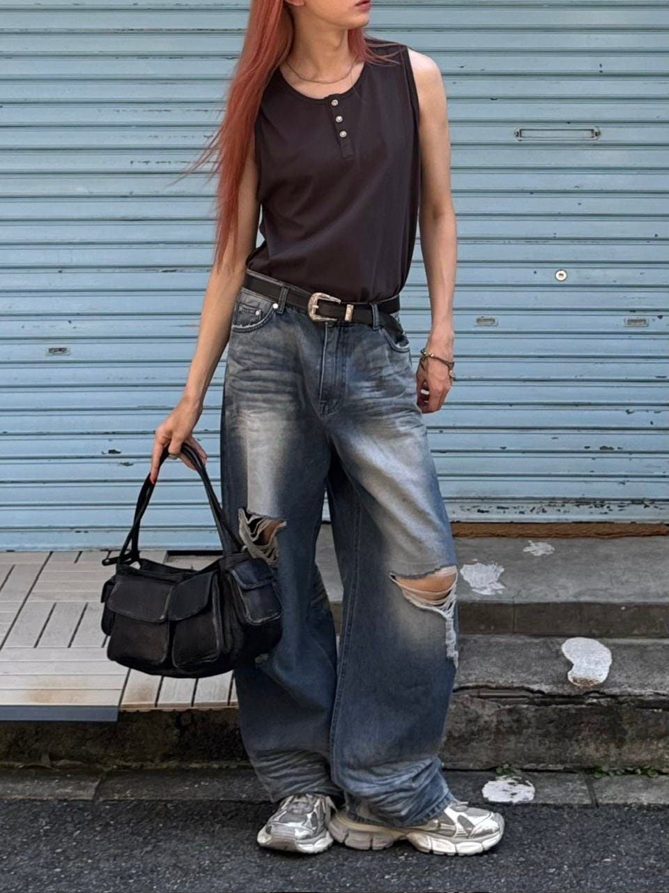 【Chikashitsu +】henry neck sleeveless (3color) / 【チカシツプラス】ヘンリーネックタンクトップ