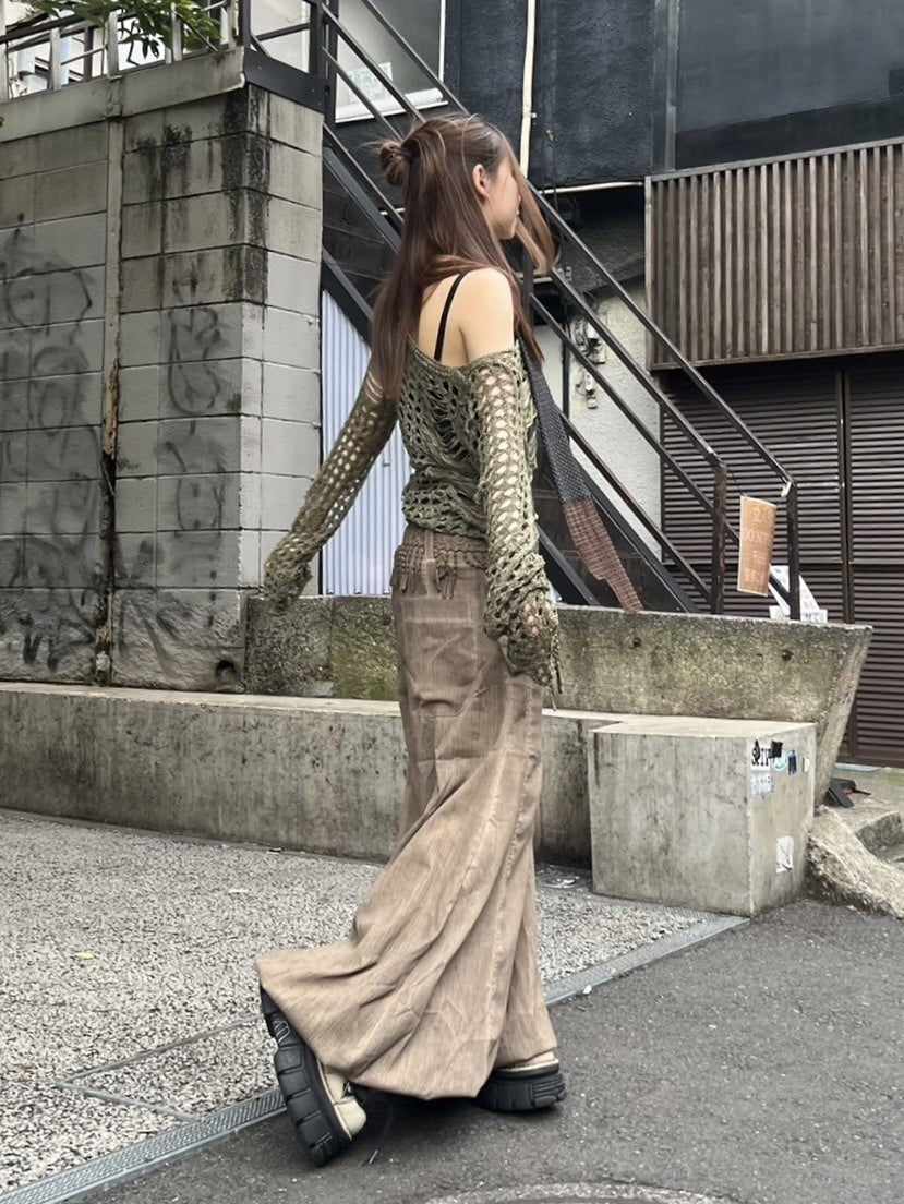 受注制【Never mind the XU】damage summer knit (3color)